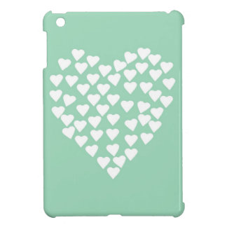 Hearts Heart White on Mint iPad Mini Cover