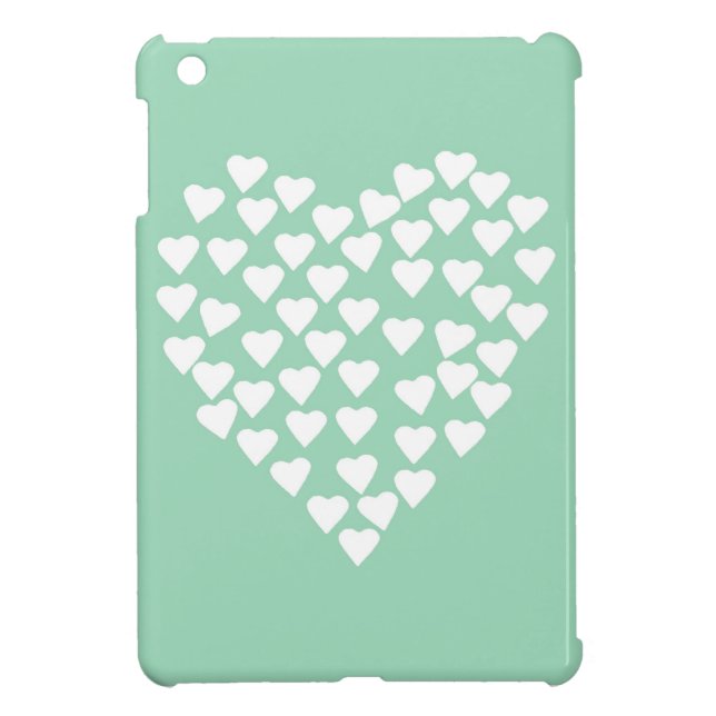 Hearts Heart White on Mint iPad Mini Cover (Back)