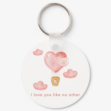 Hearts Hot Air Balloon Valentine Personalized  Keychain