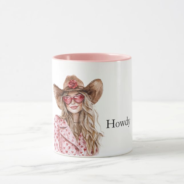 Hearts Howdy Blond Cowgirl Mug (Center)