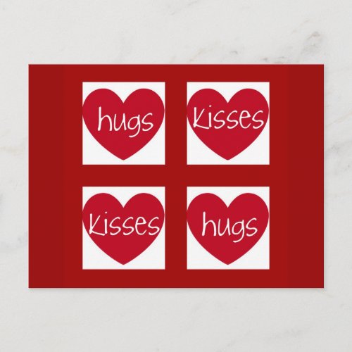 Hearts Hugs and Kisses Postcard