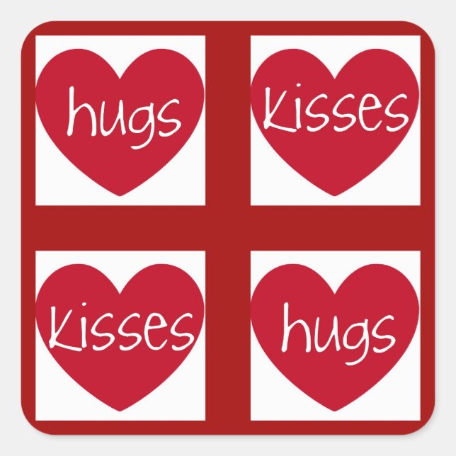 Hearts, Hugs and Kisses Square Sticker (Front)