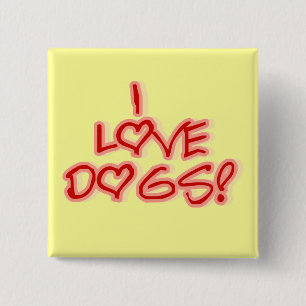 Hearts I Love Dogs Tshirts and Gifts Button