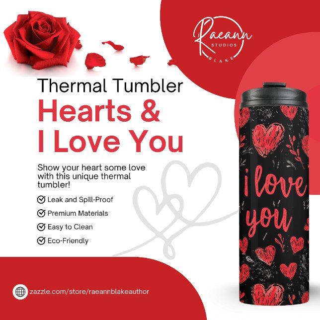 Hearts & I Love You Thermal Tumbler (Creator Uploaded)