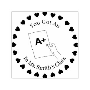 Hearts in a Circle, Teachers hand A+ Self-inking Stamp