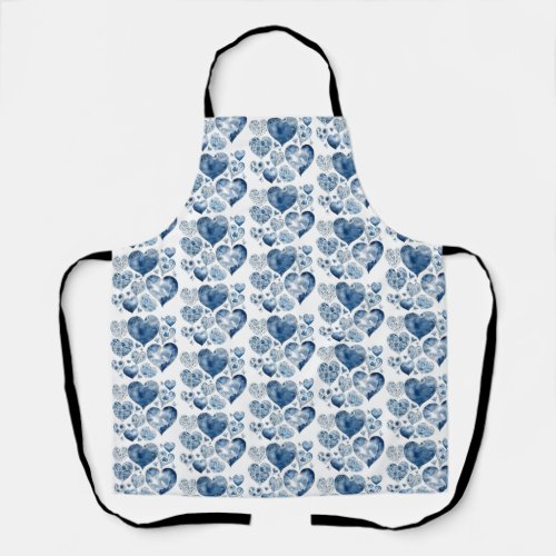 Hearts in Delft Blue  Apron