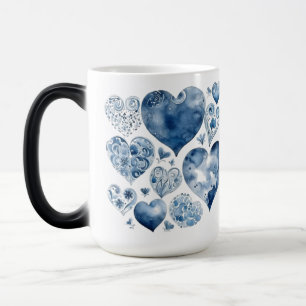 Hearts in Delft Blue Color Morph Mug