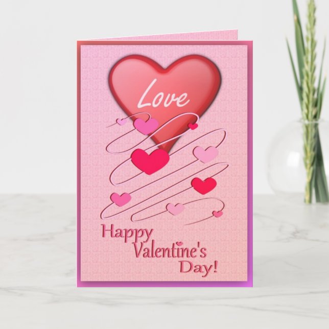 Hearts In Love Holiday Card (Front)