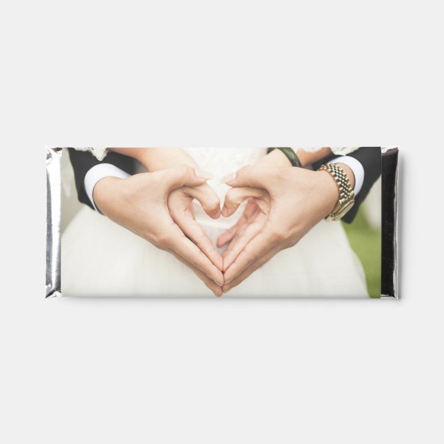 Hearts in Our Hands Wedding Hershey Bar Favors (Front)