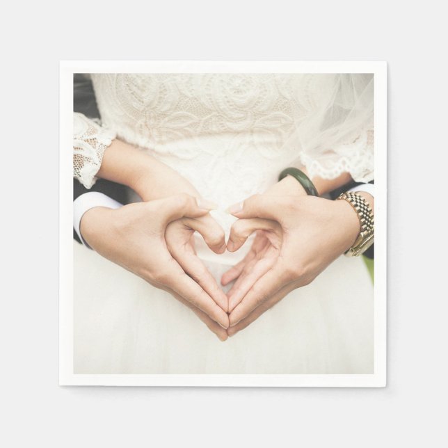 Hearts in Our Hands Wedding Napkins (Front)