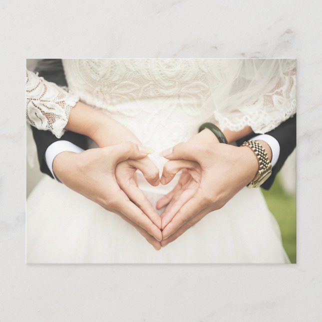 Hearts in Our Hands Wedding Postcard (Front)