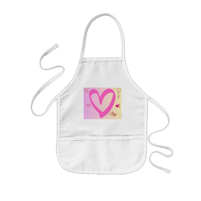 Hearts In Pink Gradient Kids' Apron (Front)