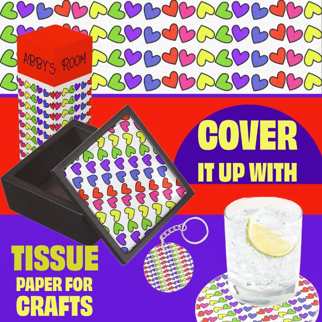 Hearts in Rainbow Colors Tissue Paper (Creator Uploaded)