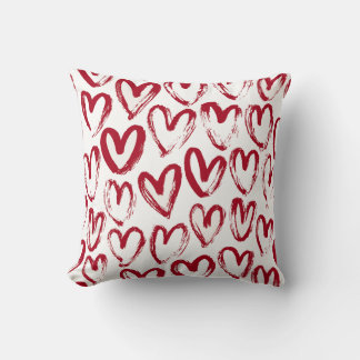 Hearts in Red Color Throw Pillow