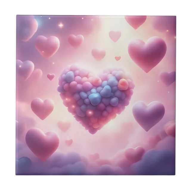 Hearts In The Clouds Ceramic Tile (Front)