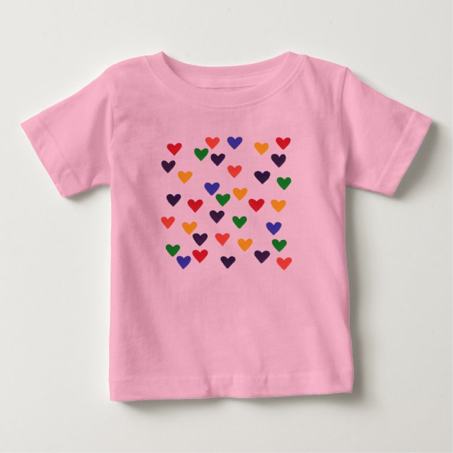 Hearts in the Colors of the Rainbow tshirts (Front)