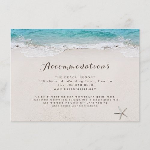 Hearts in the sand beach accommodations enclosure card