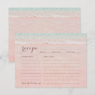 Hearts In The Sand Beach Bridal Shower Recipe Card
