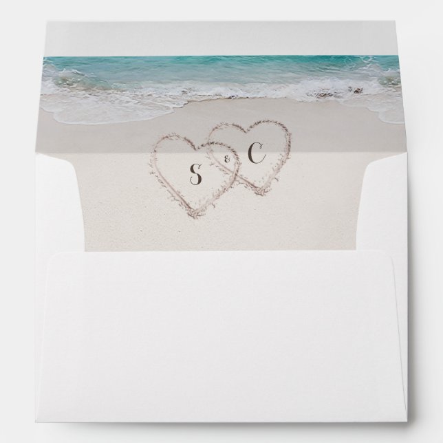 Hearts in the sand beach liner envelope (Back (Bottom))