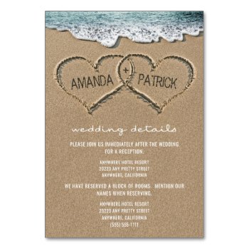 Hearts In The Sand Beach Wedding Enclosure Cards by RusticWeddings at Zazzle