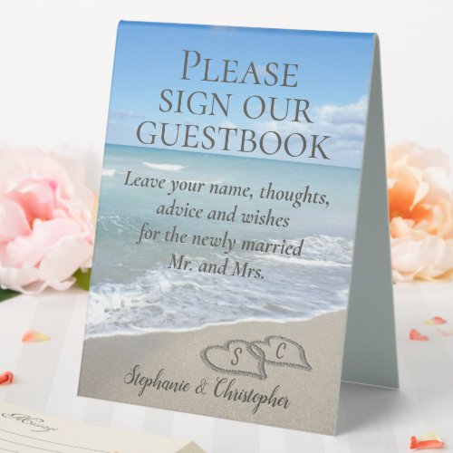 Hearts in the Sand Beach Wedding Guestbook Sign