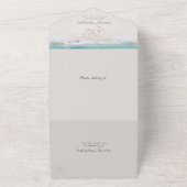 Hearts in the sand destination beach wedding all in one invitation (Outside)