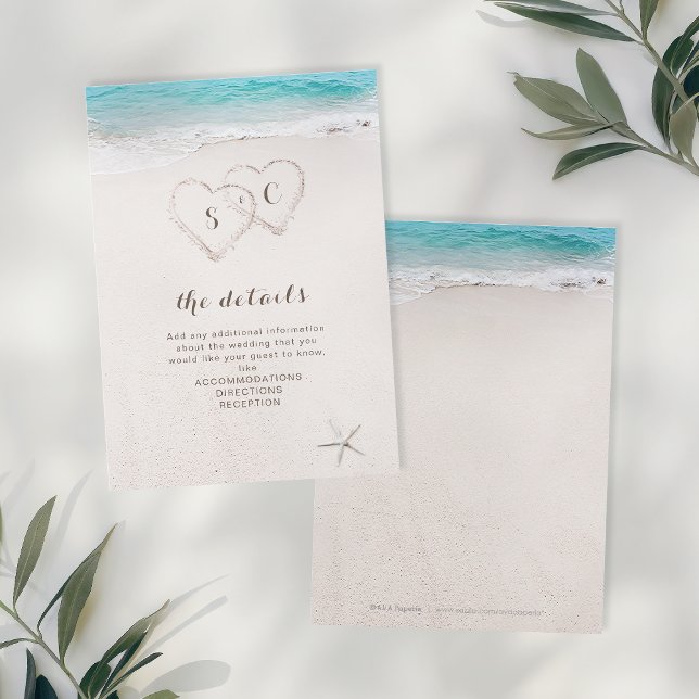 Hearts in the sand destination beach wedding enclosure card (Hearts in the sand destination beach wedding enclosure card)