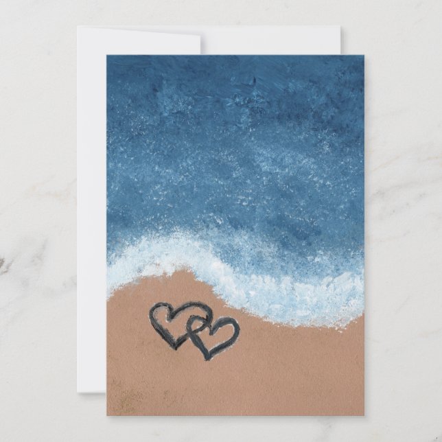 Hearts in the Sand Invitation (Front)