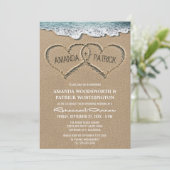 Hearts in the Sand Rehearsal Dinner Invitations (Standing Front)