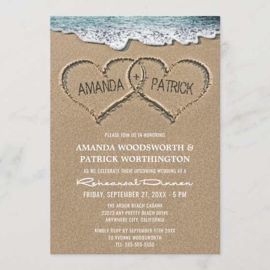 Hearts in the Sand Rehearsal Dinner Invitations