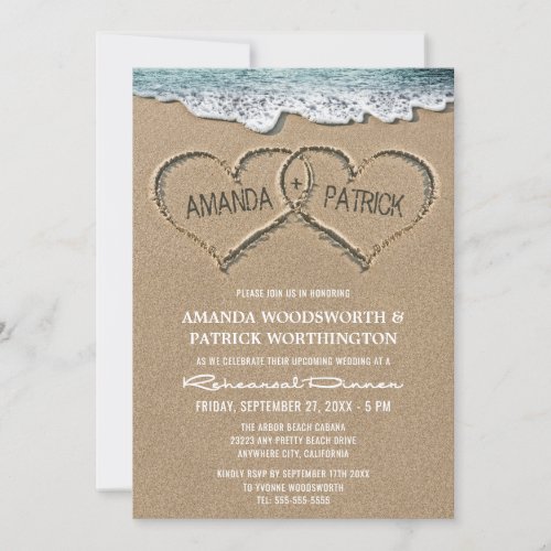 Hearts in the Sand Rehearsal Dinner Invitations