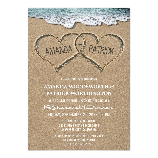 Hearts In The Sand Rehearsal Dinner Invitations