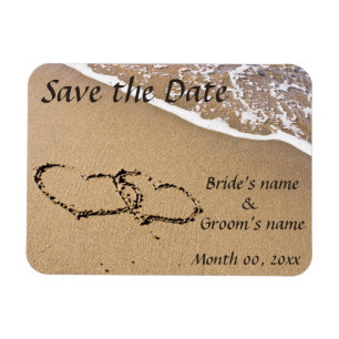 Hearts in the Sand Save the Date Magnets