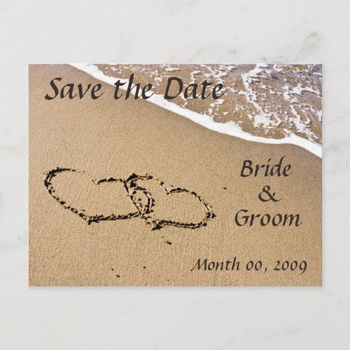Hearts in the Sand Save the Date Postcards