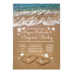 Hearts in the Sand Summer Beach Wedding Card