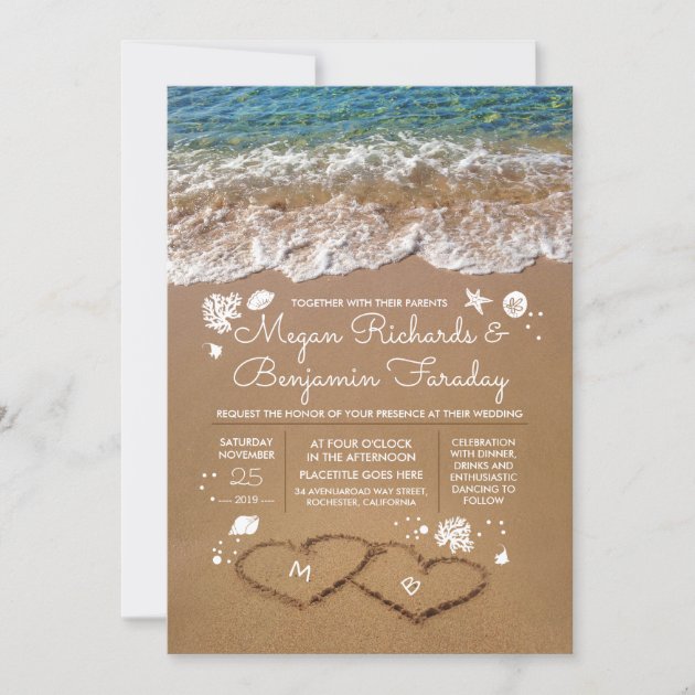 Beach Sand Here Comes The Bride Personalised Wedding Sign Poster 