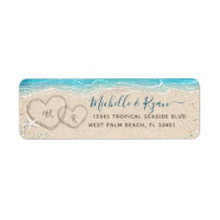Hearts in the Sand Watercolor Beach Return Address