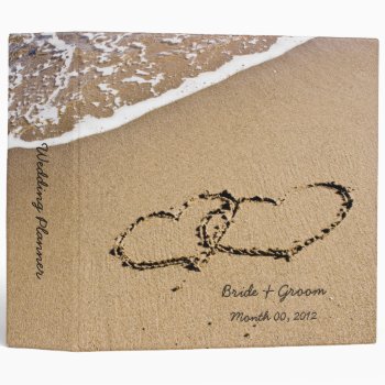 Hearts In The Sand Wedding Planner Binder 2-inch by PMCustomWeddings at Zazzle