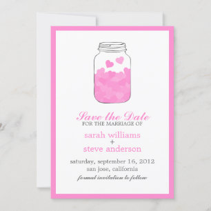 Hearts in Vintage Mason Jar Wedding Save the Date