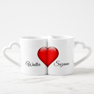 Hearts Joined with His/Her names Coffee Mug Set