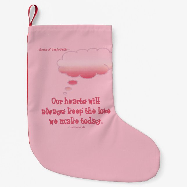 Hearts keep the love. small christmas stocking (Front)