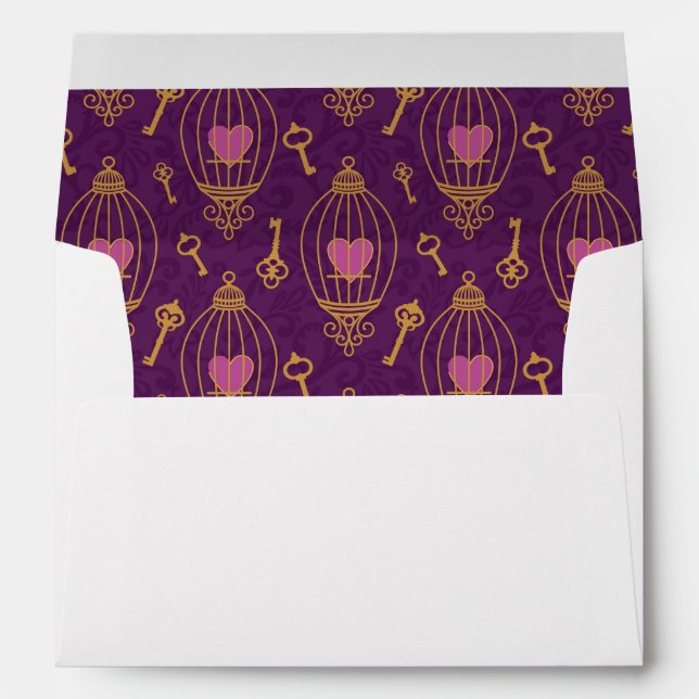 Hearts-keys-pattern Envelope (Back (Bottom))