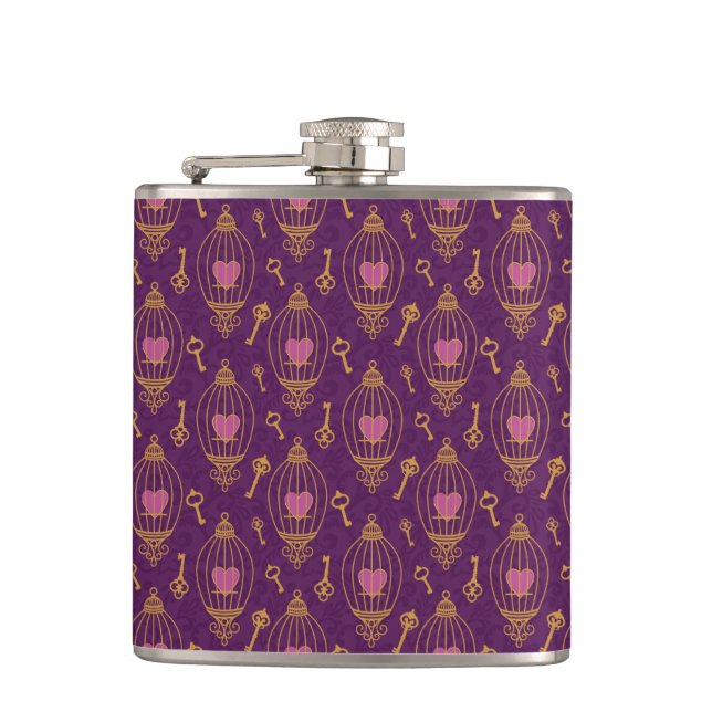 Hearts-keys-pattern Flask (Front)