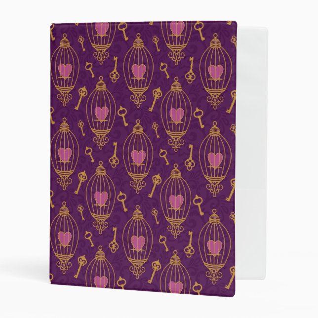 Hearts-keys-pattern Mini Binder (Front/Inside)