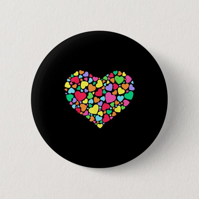 Hearts Kids School Valentines Day Girls Boys  Button (Front)