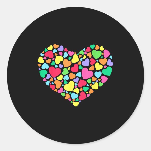 Hearts Kids School Valentines Day Girls Boys  Classic Round Sticker (Front)