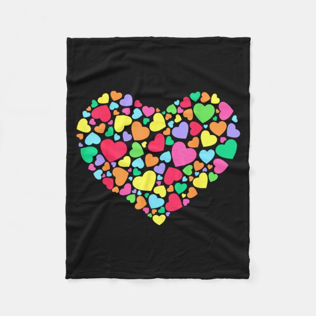 Hearts Kids School Valentines Day Girls Boys  Fleece Blanket (Front)