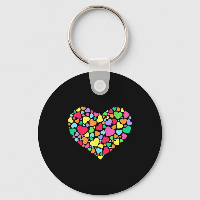 Hearts Kids School Valentines Day Girls Boys  Keychain (Front)