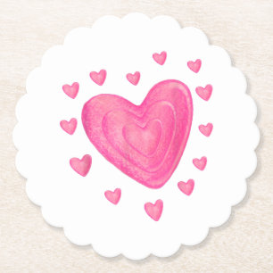 Hearts Kids School Valentines Day Girls Boys Paper Coaster