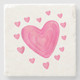 Hearts Kids School Valentines Day Girls Boys Stone Coaster